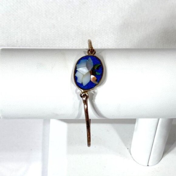 Alpaca silver, mother of pearl and abalone floral bracelet. - Picture 2 of 6